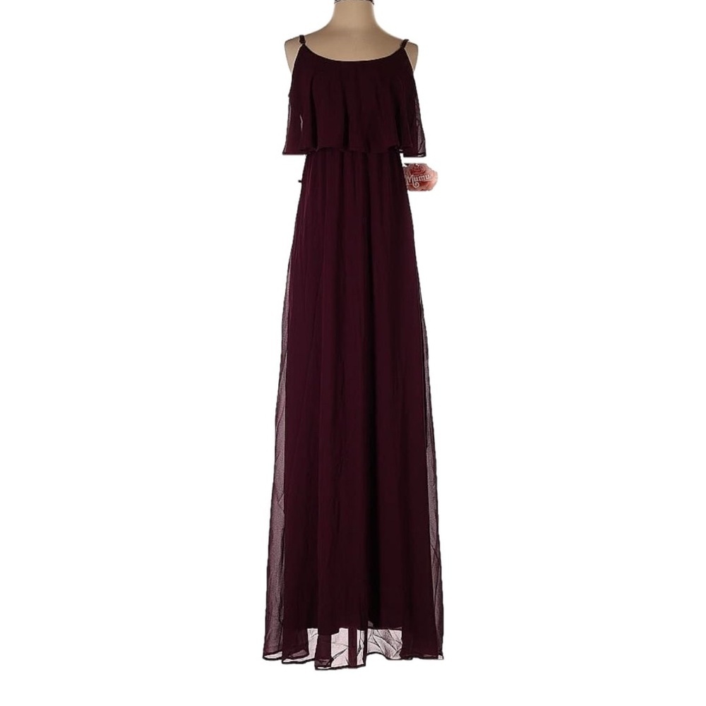 SHOW ME YOUR MUMU Caitlin Ruffle Maxi Dress w/Charm, Women’s Size S, Burgundy